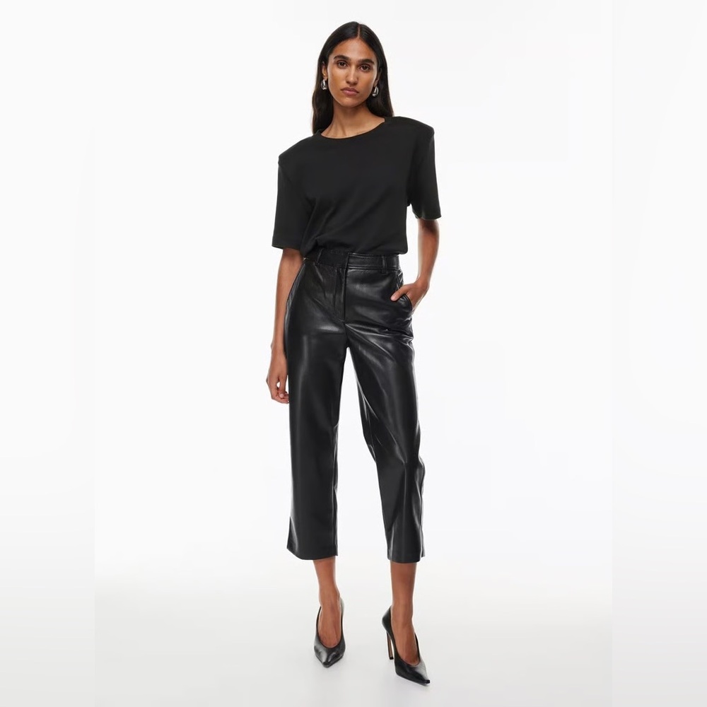 Babaton Aritzia Command Cropped Faux Leather Black Pant Size 0